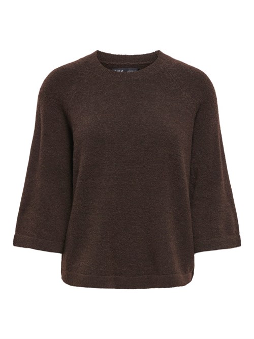 Only Simoni Strik bluse med korte ærmer, Mørke brun 